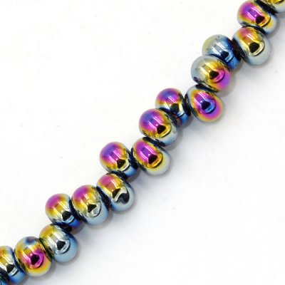 100Pcs 6mm rondelle earring shaped glass beads, hole: 2mm, rainbow light