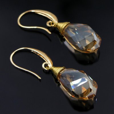 Crystal helix Teardrop earring, gold, sold 1 pair