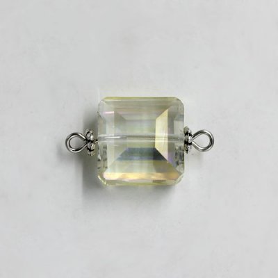 Square shape Faceted Crystal Pendants Necklace Connectors, 13x13mm, lt yellow, 1 pc