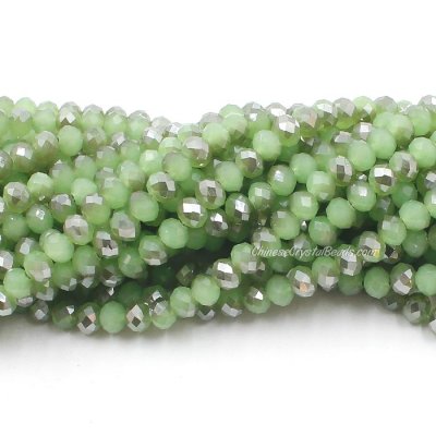 4x6mm green jade Half light Chinese Crystal Rondelle Beads about 95 beads