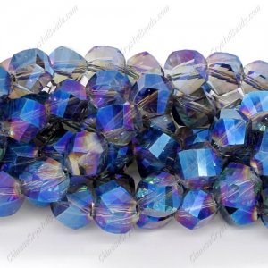 10mm Chinese Crystal Helix beads blue light, 20 beads