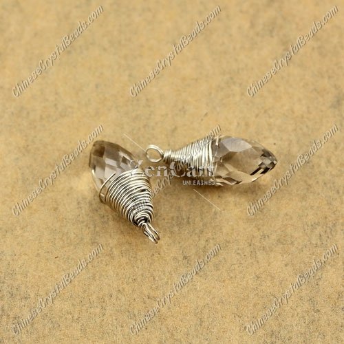 Wire Working Briolette Crystal Beads Pendant, 6x12mm, smoke, 1 pcs