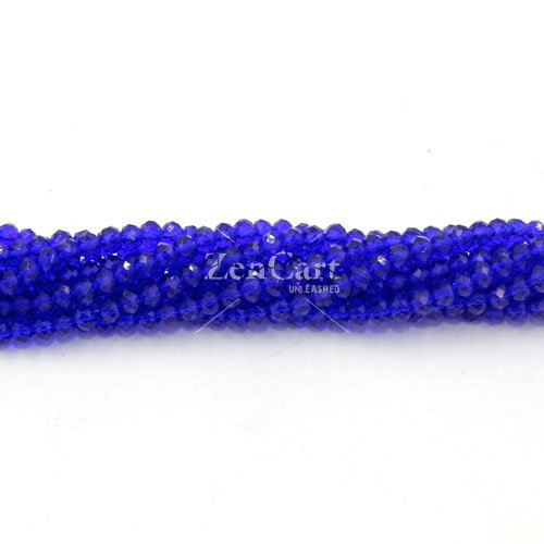 130Pcs 2x3mm Chinese Crystal Rondelle Beads, Sapphire