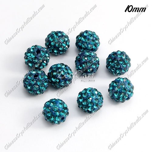 50 pcs, 10mm pave clay disco beads, indicolite, hole: 1.5mm