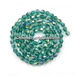 Chinese Crystal 4mm Bicone Bead Strand, Emerald AB, about 100 beads