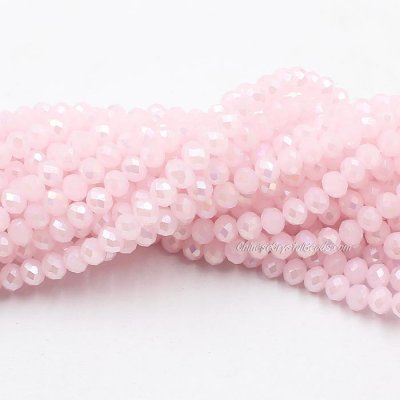 4x6mm pink jade half light Chinese Crystal Rondelle Beads about 95 beads