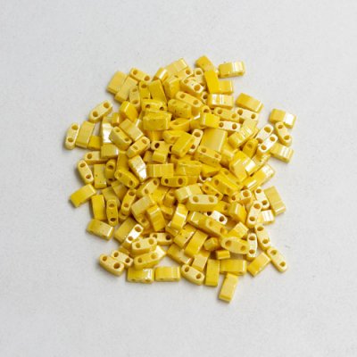 5x2.5mm chinese glass Half Tila yellow satin approx 200 beads
