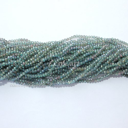 10 strands 2x3mm chinese crystal rondelle beads green light L5 about 1700pcs