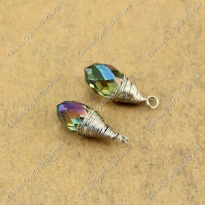 Wire Working Briolette Crystal Beads Pendant, 6x12mm, green light II, 1 pcs
