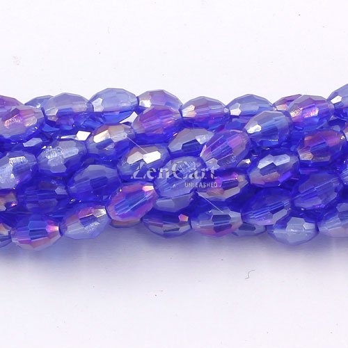 6x9mm 70Pcs Chinese Barrel Shaped crystal beads, med sapphire AB