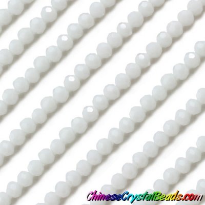95pcs Chinese Crystal Faceted 6mm Round Beads, White Jade