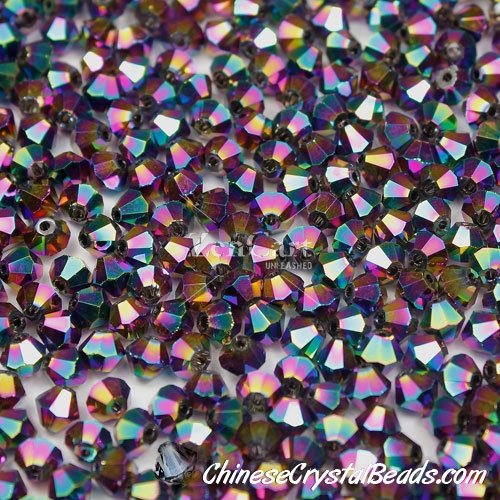 700pcs Chinese Crystal 4mm Bicone Beads,Metallic Rainbown, AAA quality