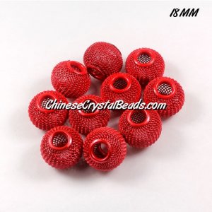 18mm Red Mesh Bead, Basketball Wives, 12 pieces