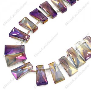 20pcs Faceted Trapezium Crystal Beads, purple light, hole: 1.5mm,20x10x7mm
