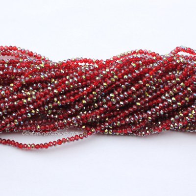 10 strands 2x3mm chinese crystal rondelle beads red half green light about 1700pcs