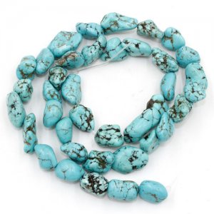 10-15mm Gemstone Chips Nugget Turquoise, Hole:Approx 1mm, Length:15 Inch