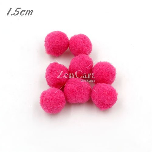 50Pcs 15mm Craft Fluffy Pom Poms Bobble ball, hot pink color