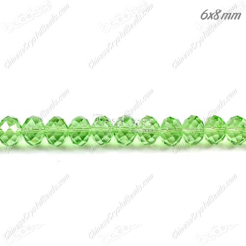 Chinese Crystal Bead Strand, lime green, 6x8mm, about 72 beads
