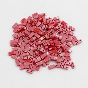 5x2.5mm chinese glass Half Tila red satin approx 200 beads