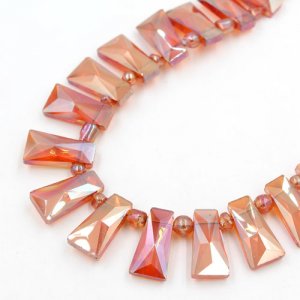 20pcs Faceted Trapezium Crystal Beads, orange light, hole: 1.5mm,20x10x7mm