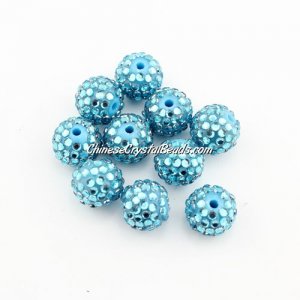 Pave disco Resin disco beads, aqua, 10mm, 10 pcs