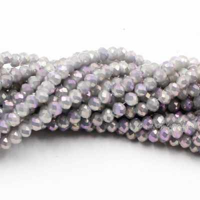 130 beads 3x4mm crystal rondelle beads Opaque gray purple light