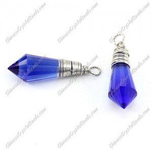 Wire Working Crystal Icicle Drop Pendant, 8x20mm, sapphire, sold by 1 pc