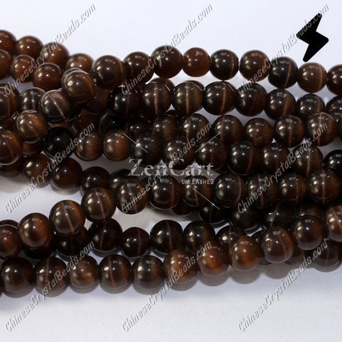 glass cat eyes beads strand, brown, about 15inch longer