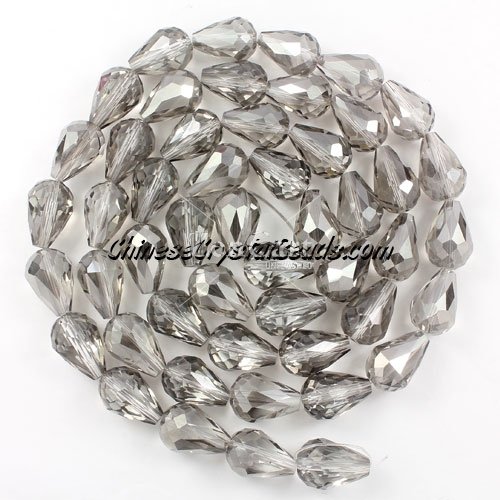 20Pcs 10x15mm Chinese Crystal Teardrop Beads, silver Shade