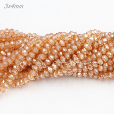 130Pcs 3x4mm Chinese Crystal Rondelle Beads, golden shadow