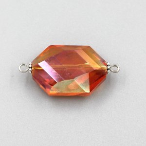 Graphic shape Faceted Crystal Pendants Necklace Connectors, 17x33mm,green andvyellow light., orange light, 1 pc