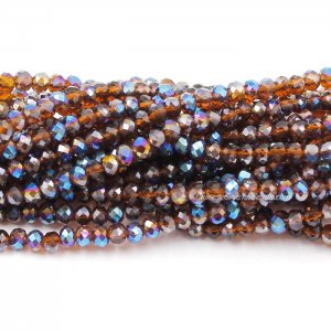 130Pcs 2.5x3.5mm Chinese Crystal Rondelle Beads, dark amber half AB