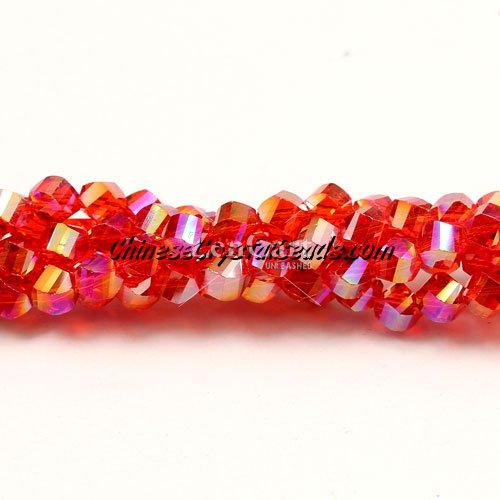 4mm Crystal Helix Beads Strand light siam AB, about 100 beads, 15 inch