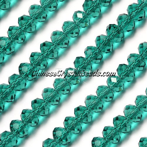 Chinese Crystal Long Rondelle Strand, 6x8mm, Emerald, about 72 beads