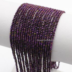200Pcs 1.5x2mm rondelle crystal beads Purple Light with Polyester thread