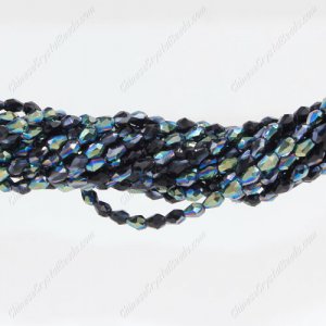 Crystal Teardrop Beads Strand, black half green light, 3x5mm, about 100 Beads
