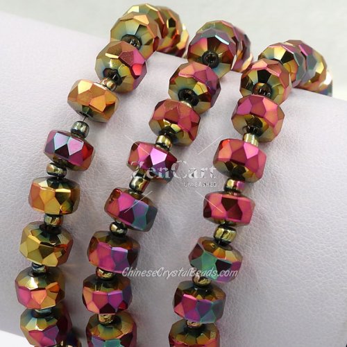 80pcs red rainbow 5x8mm angular crystal beads