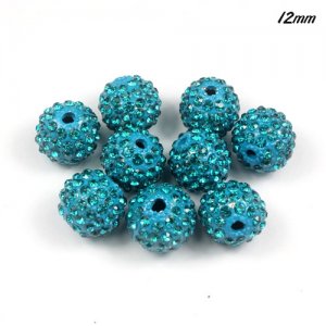alloy weight light 12mm disco bead blue 9 pcs