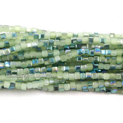 180pcs 2mm Cube Crystal Beads, green jade and green light
