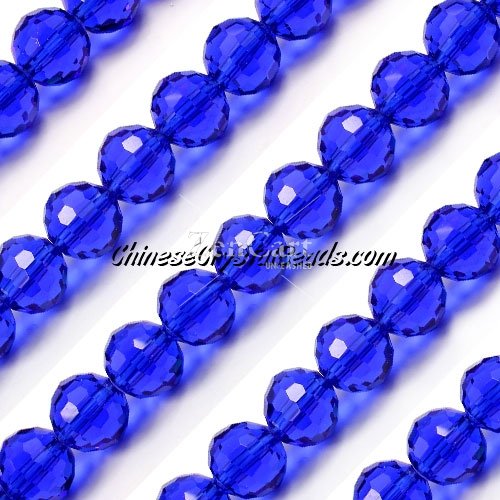 Round crystal beads, 10mm, sapphire, 96 cutting surfaces, 20 pieces