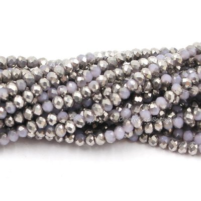 130Pcs 2.5x3.5mm Chinese Crystal Rondelle Beads, Alexandrite Gray jade half dark silver