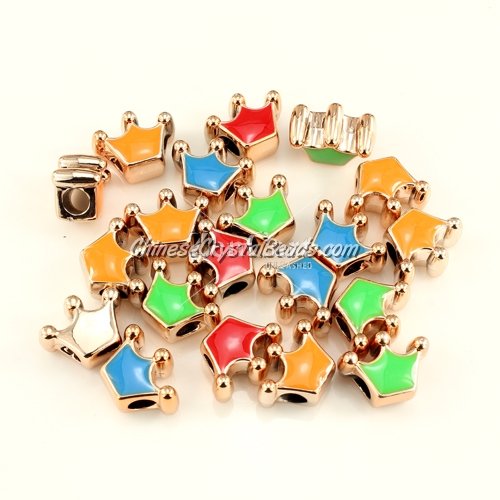 CCB, crown beads, hole: 5mm, 9x13x17mm, mixture color, sold per pkg of 20 pcs