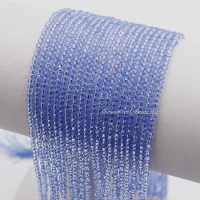 190Pcs 1.5x2mm rondelle crystal beads Lt. Sapphire with Polyester thread