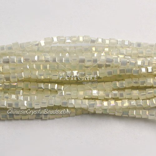 180pcs 2mm Cube Crystal Beads, jade yellow light