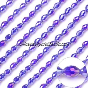 Chinese Barrel Shaped crystal beads,Sapphire AB, 4X6MM, about 72 Beads