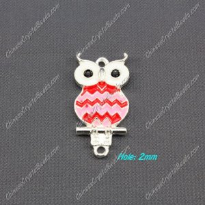 owl charms, 17x33mm, red, 1pcs