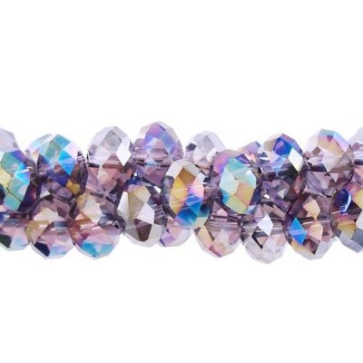 Chinese Crystal Rondelle Strand, violet AB, 9x12mm, about 36 beads