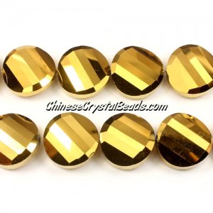 Chinese Crystal Twist Bead, 18mm, Gold, 10 beads