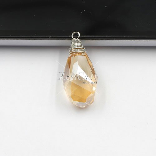 Wire Working Crystal helix drop Pendant, 12x22mm, golden shadow, sold by 1 pc