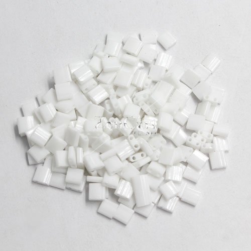 Chinese 5mm Tila Square Bead, opaque white, about 100Pcs